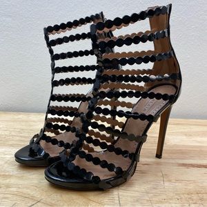 ALAÏA Paris Edition 115 Laser-Cut  Leather Sandal Size 37.5 Black Leather